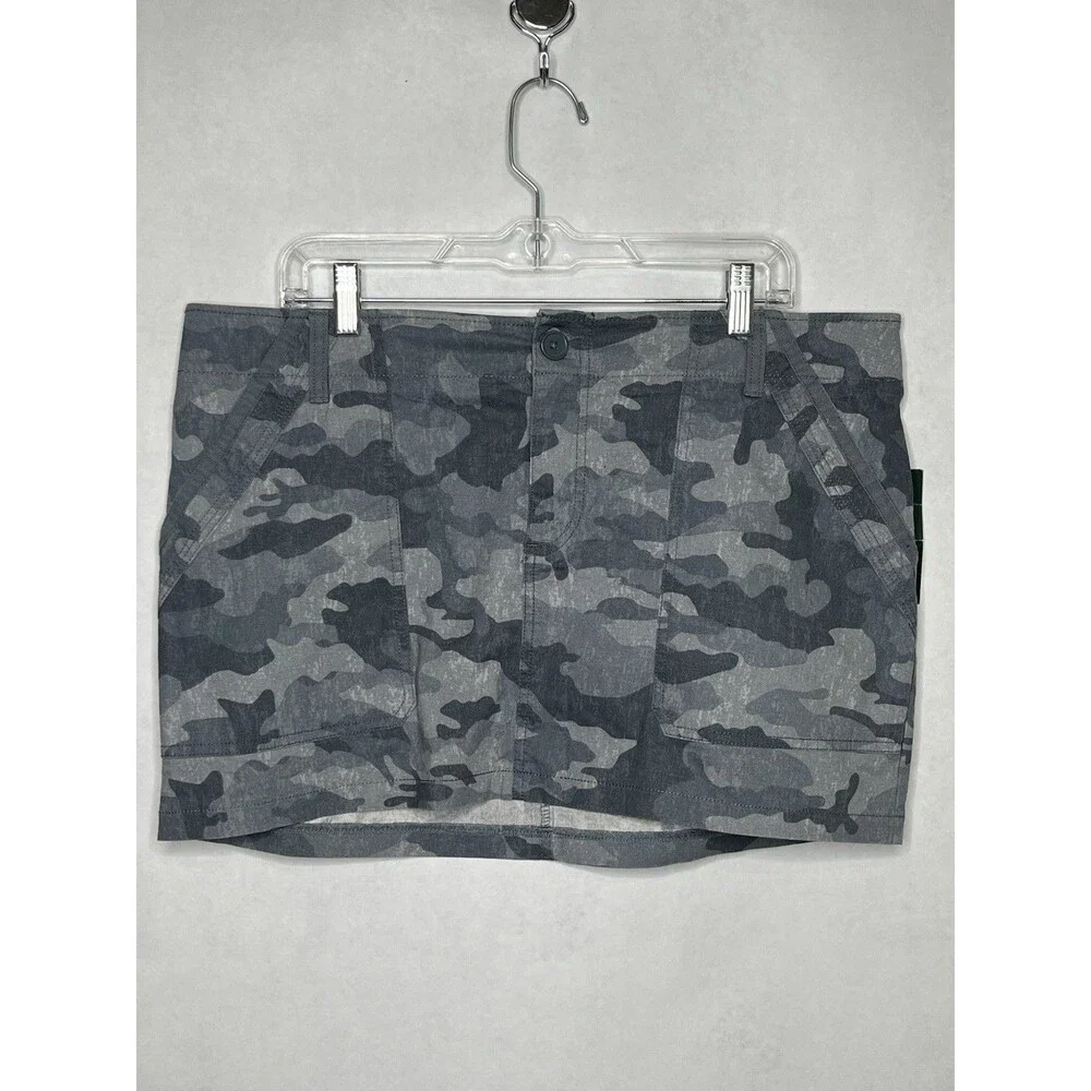 Wild Fable Skirt Women Size XL Gray Green Camo Print Mini A-line Pockets